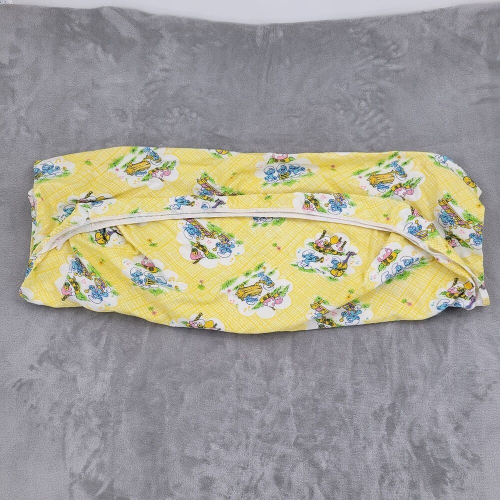 Smurfs Dundee Fitted Crib Bed Sheet Musical Instruments Smurfette Yellow 27x50 - Picture 2 of 8